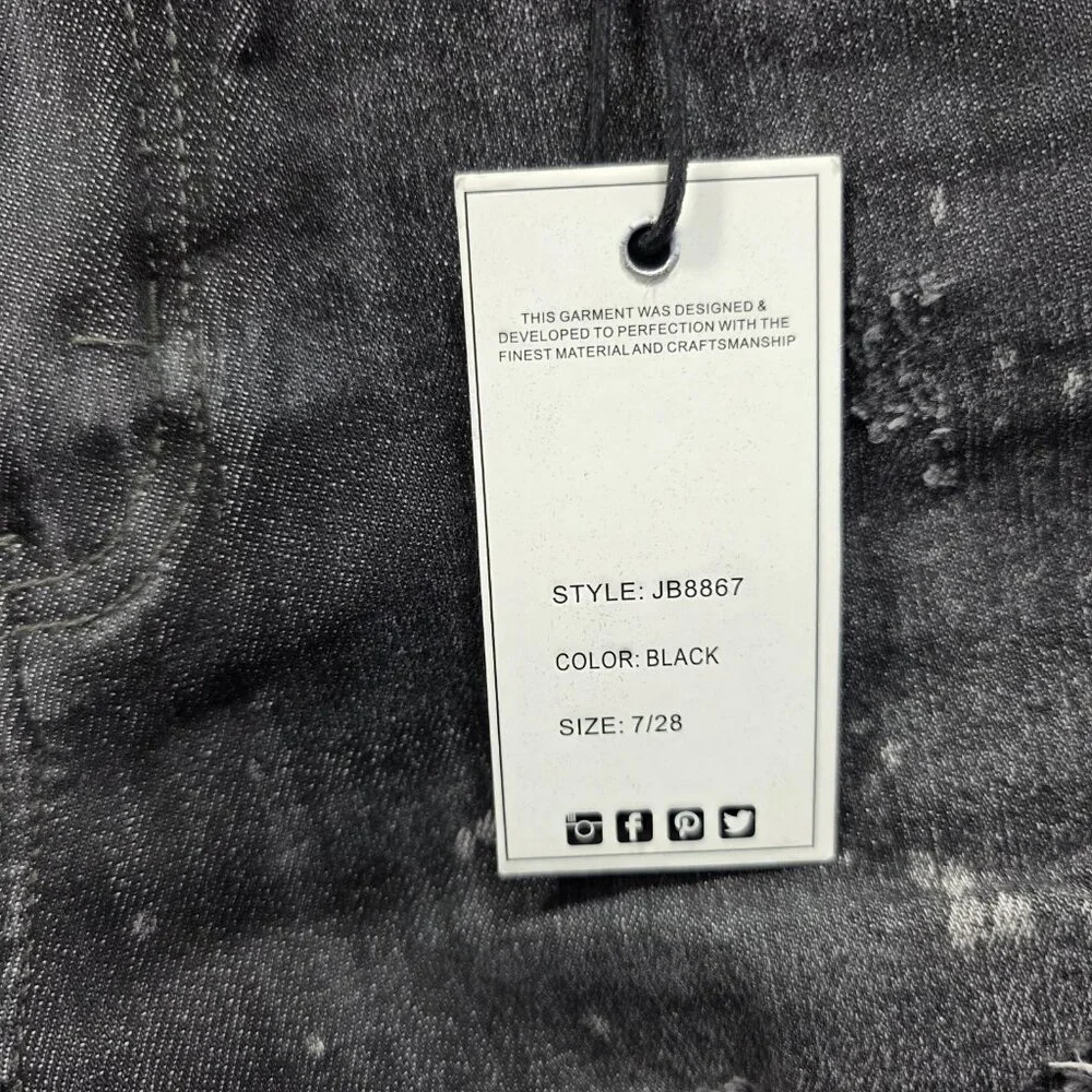Judy Blue Jeans Womens 7 28 Black Distressed Boyfriend Fit Mid Rise JB8867 NWT
